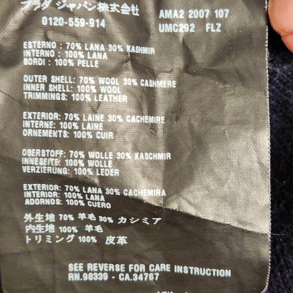 Prada 🚀HOST PICK🚀Authentic black 70%wool and 30% cashmere size 56, LUXURIOUS - Picture 4 of 6